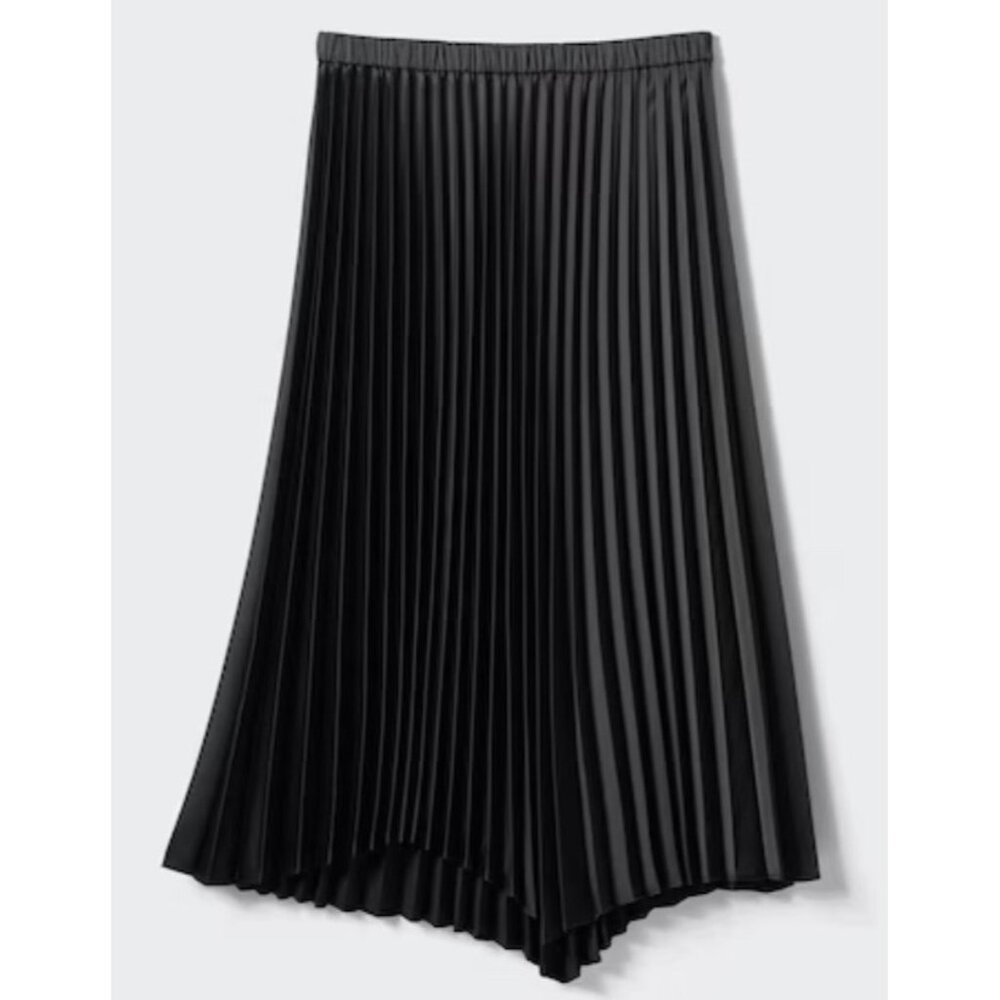 UNIQLO Pleated Satin Skirt With Elastic Waist Band Small 26-27 Inch Mid Calf EUC